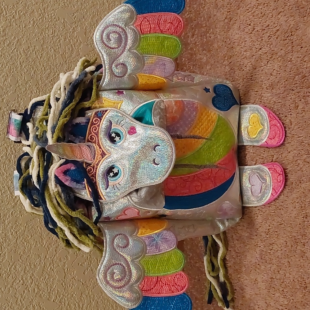 Handmade Unicorn Backpack Kids Toddler Rainbow Wings Embroidered One of a Kind